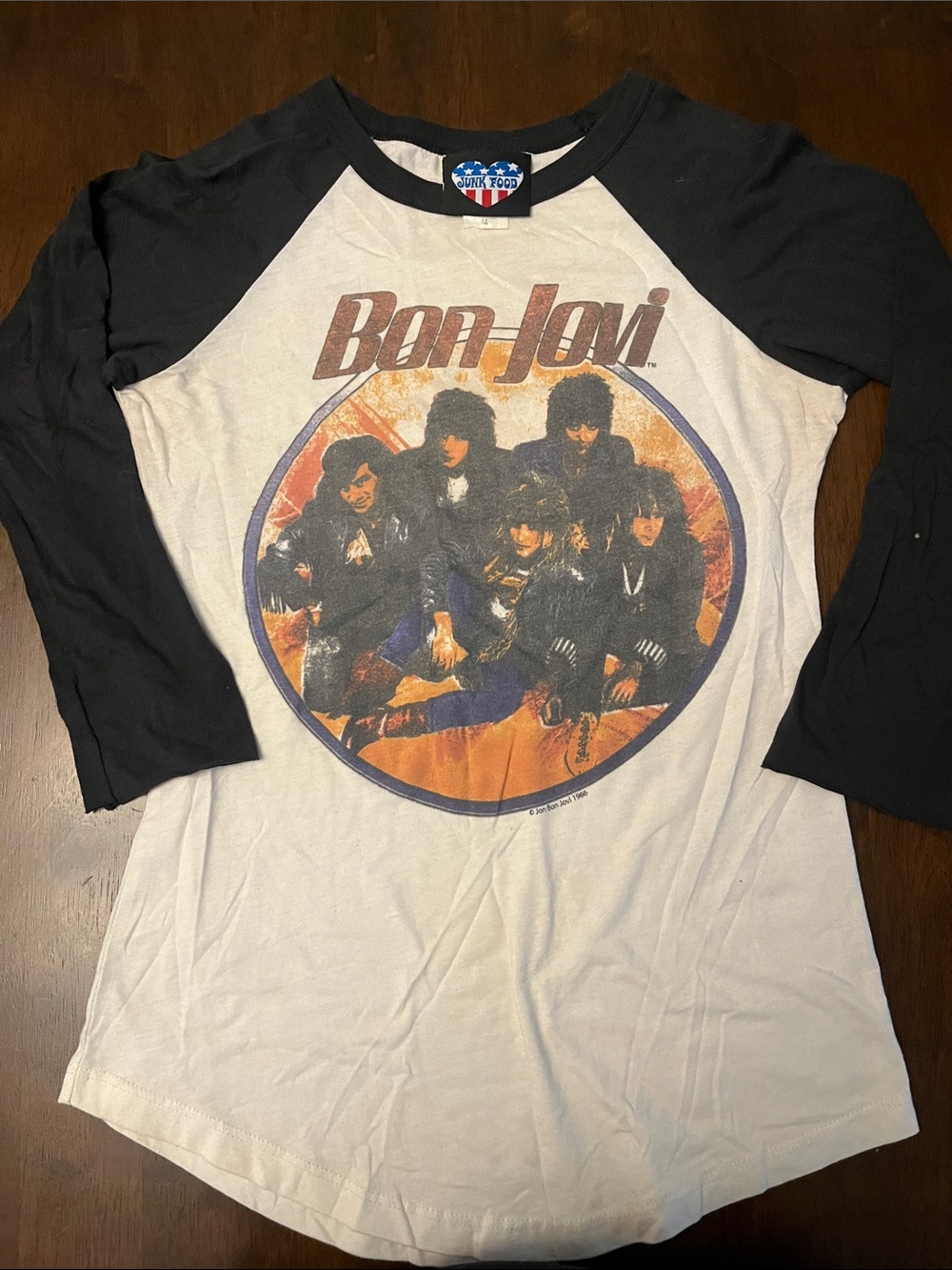Bon Jovi Raglan Baseball Tee - Black & White Graphic